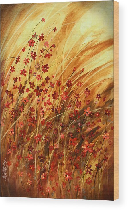 Flowers Wood Print featuring the painting ' Summer Breeze' by Michael Lang
