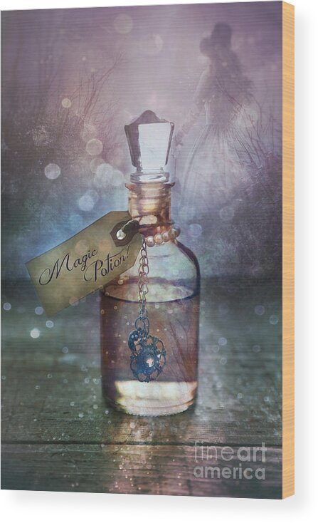  Love Wood Print featuring the photograph A little bottle with a potion that says Drink Me #1 by Sandra Cunningham
