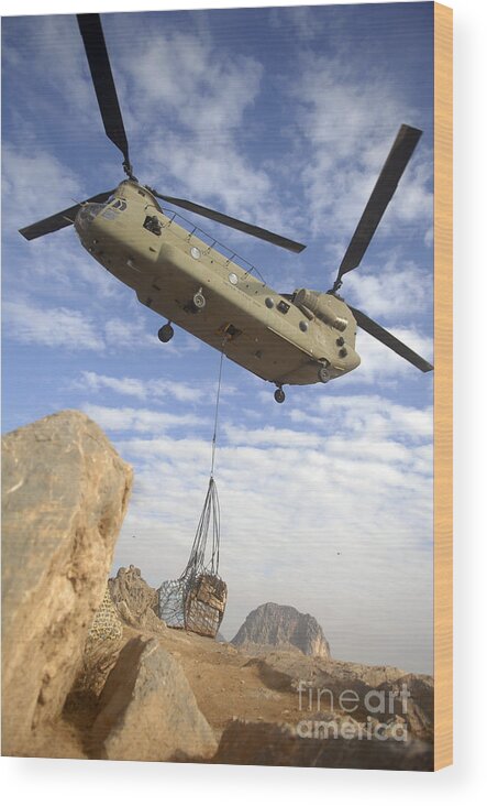 Afghanistan Wood Print featuring the photograph A U.s. Army Ch-47 Chinook Helicopter #1 by Stocktrek Images