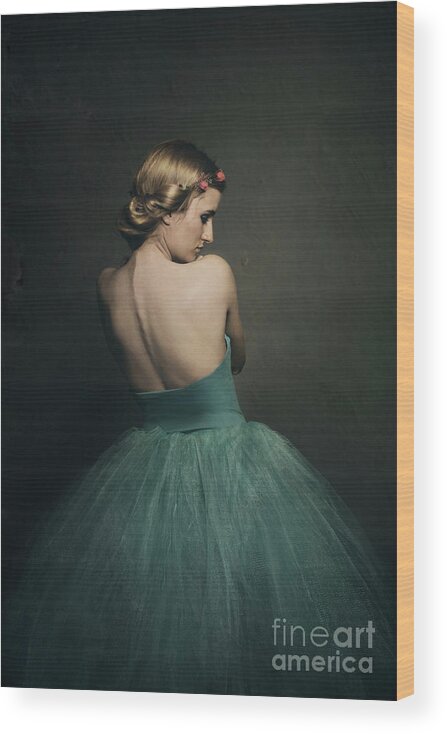 Girl Wood Print featuring the photograph Ballerina in blue dress by Jelena Jovanovic