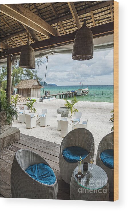 Asia Wood Print featuring the photograph Beach Bar In Sok San Area Of Koh Rong Island Cambodia #1 by JM Travel Photography