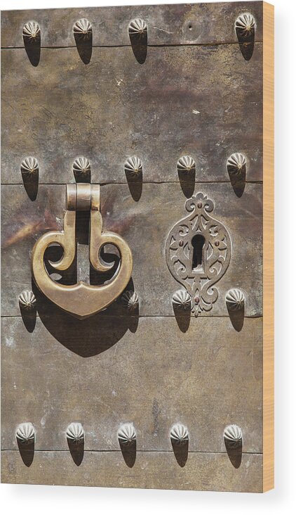 David Letts Wood Print featuring the photograph Brass Door Knocker by David Letts