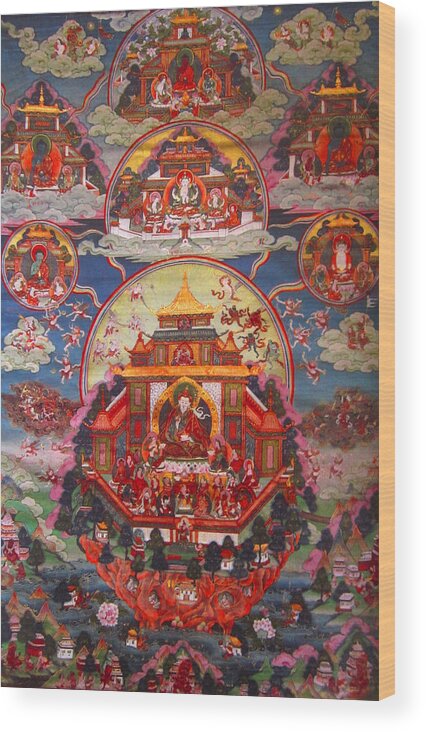 Buddhism Wood Print featuring the painting Buddhist Painting #6 by Steve Fields