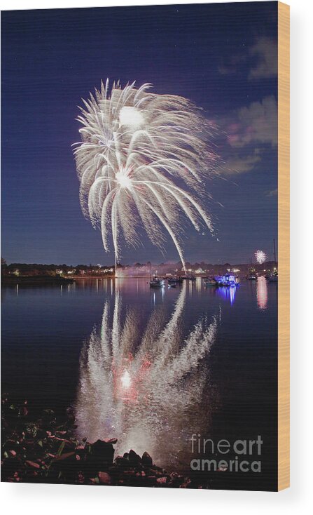 4th Wood Print featuring the photograph Bristol Fireworks #1 by Butch Lombardi