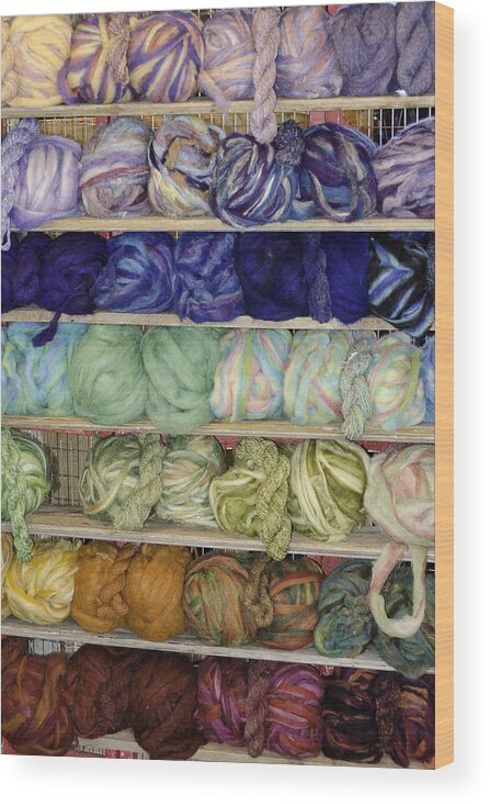 Dyed Wood Print featuring the photograph Dyed Balls of wool #1 by LeeAnn McLaneGoetz McLaneGoetzStudioLLCcom