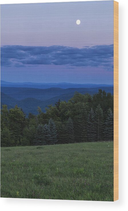 East Dover Vermont Wood Print featuring the photograph East Dover Full Moon #1 by Tom Singleton