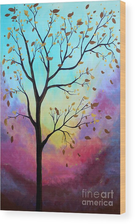 Tree Wood Print featuring the painting Enchanted Aura #1 by Stacey Zimmerman