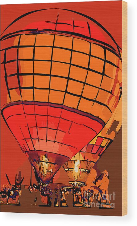 Hot-air-balloons Wood Print featuring the digital art Evening Glow Red And Yellow In Abstract #2 by Kirt Tisdale