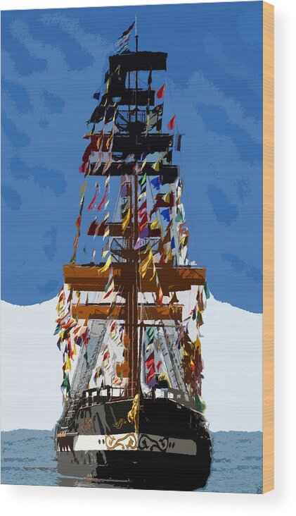Art Wood Print featuring the painting Flags of Gasparilla #1 by David Lee Thompson