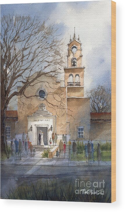 Kent Hance Wood Print featuring the painting Hance Chapel #1 by Tim Oliver