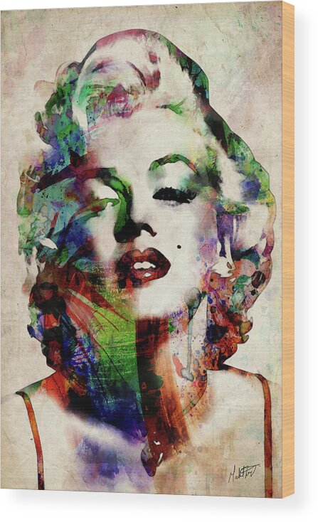 Marilyn Wood Print featuring the digital art Marilyn #1 by Michael Tompsett