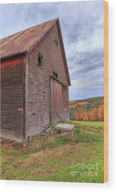 Barn Wood Print featuring the photograph Old Barn Jericho Hill Vermont in Autumn #1 by Edward Fielding