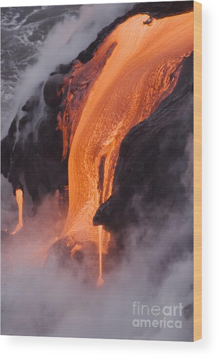 Active Wood Print featuring the photograph Pahoehoe Lava Flow #1 by Ron Dahlquist - Printscapes