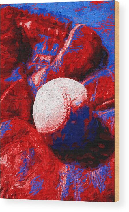 Baseball Wood Print featuring the photograph Red White and Blue #1 by John Freidenberg