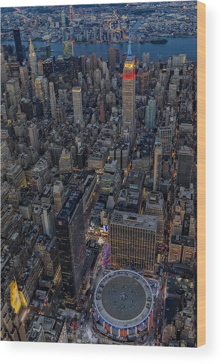Aerial View Wood Print featuring the photograph September 11 NYC Tribute by Susan Candelario