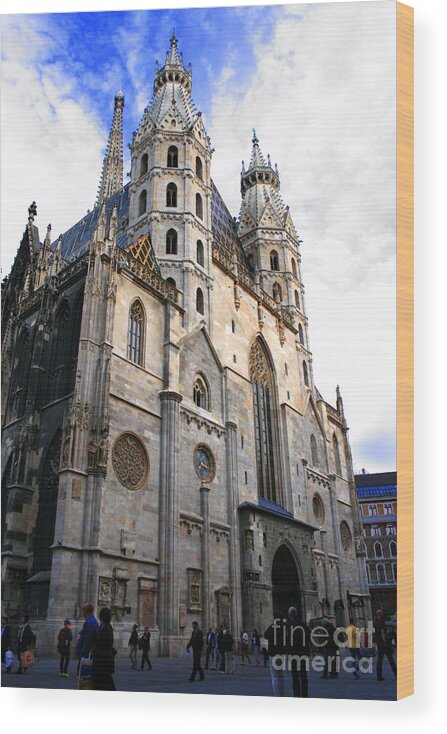 Arch Wood Print featuring the photograph St Stephens Cathedral Vienna #2 by Angela Rath