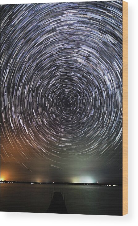 Stars Wood Print featuring the photograph Stars over Higgins Lake #2 by Joe Holley