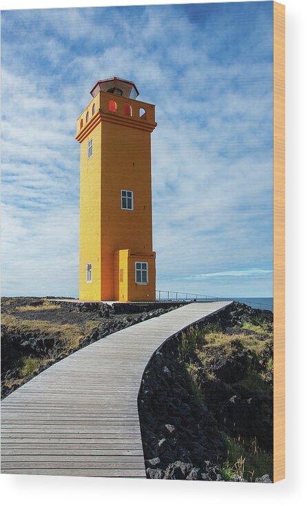 Iceland Wood Print featuring the photograph Svortuloft Lighthouse. #1 by Norberto Nunes