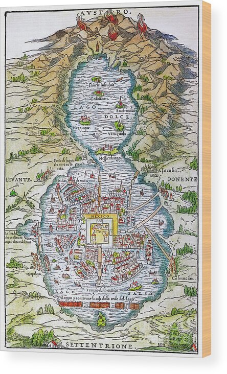 1556 Wood Print featuring the photograph Tenochtitlan (mexico City) #1 by Granger