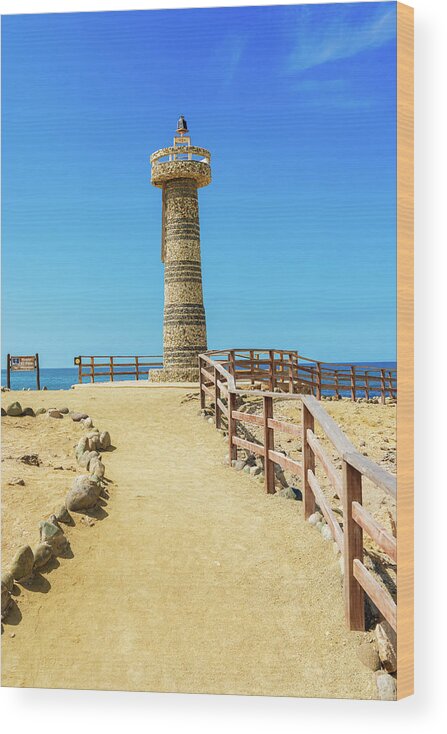 Local Landmark Wood Print featuring the photograph The lighthouse in Salinas, Ecuador #1 by Marek Poplawski