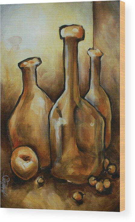 Still Life Wood Print featuring the painting Untitled #1 by Michael Lang
