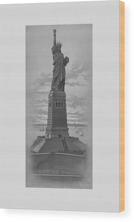 Statue Of Liberty Wood Print featuring the drawing Vintage Statue of Liberty #2 by War Is Hell Store
