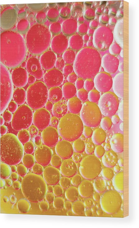 Water Wood Print featuring the photograph Water and oil Bubbles by Andy Myatt