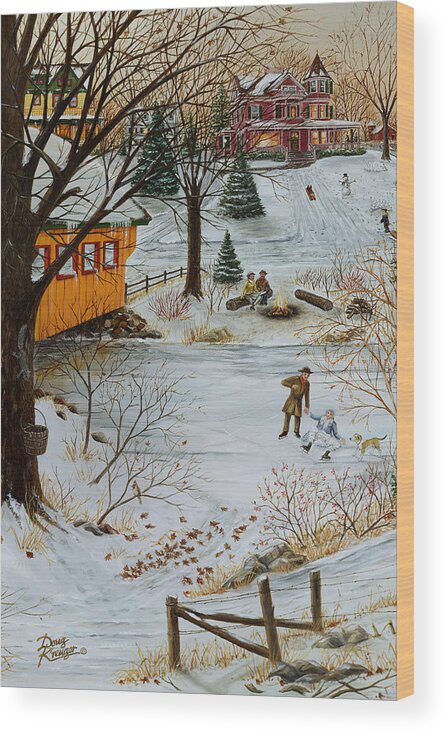 Winter Memories (3 Of 4) Is Part Of A 4-panel Specially Cropped Scene From winter Memories. See The Original Full Size Painting Of winter Memories. Wood Print featuring the painting Winter Memories 3 of 4 #1 by Doug Kreuger