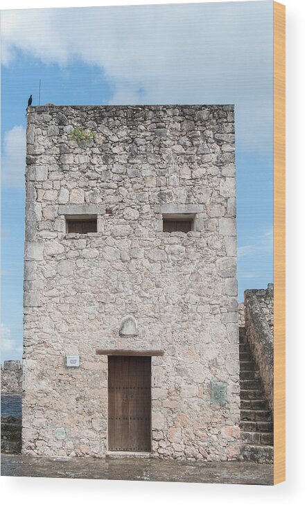 Mexico Quintana Roo Wood Print featuring the digital art Fort of San Felipe in Bacalar #14 by Carol Ailles