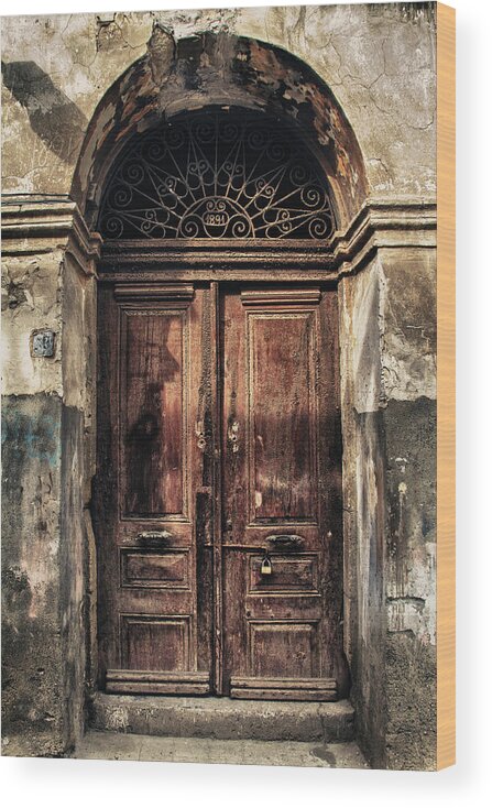 Ancient Wood Print featuring the photograph 1891 Door Cyprus by Stelios Kleanthous