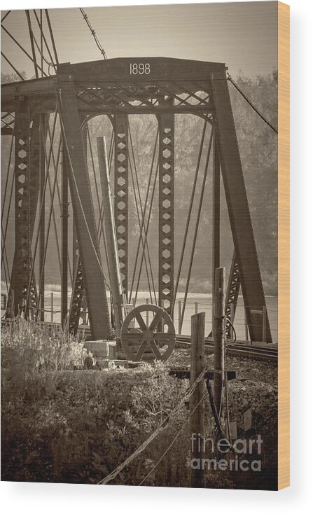 1898 Trestle Wood Print featuring the photograph 1898 Trestle in Sepia by Imagery by Charly