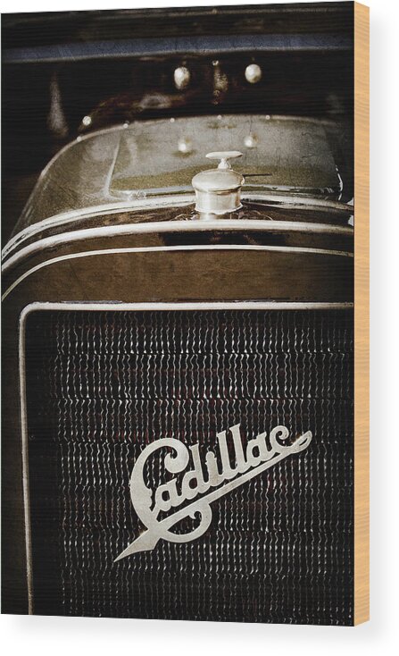 1907 Cadillac Model M Touring Grille Emblem Wood Print featuring the photograph 1907 Cadillac Model M Touring Grille Emblem -1106ac by Jill Reger