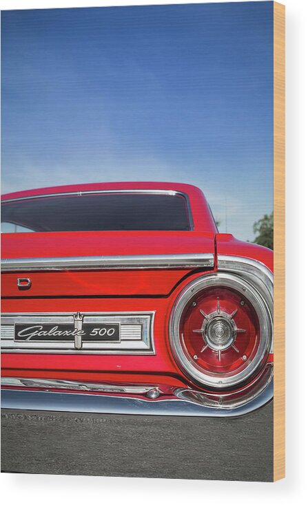 1964 Wood Print featuring the photograph 1964 Ford Galaxie 500 Taillight and Emblem by Ron Pate