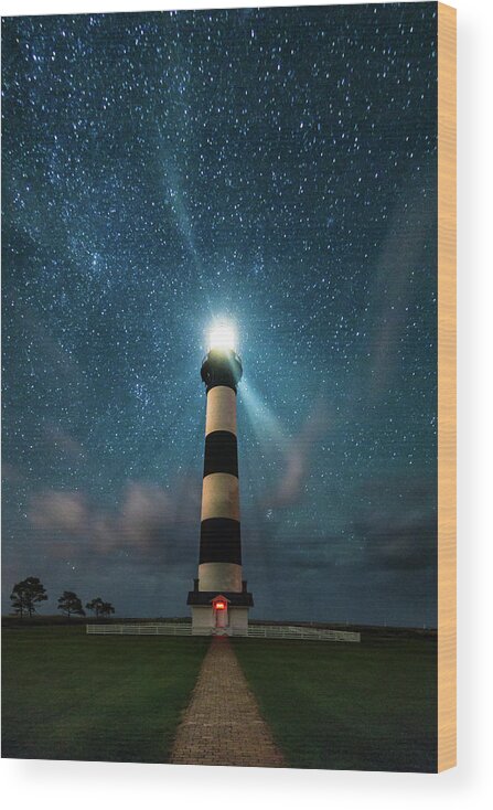 Bodie Wood Print featuring the photograph Bodie Lighthouse Under the Stars by Nick Noble