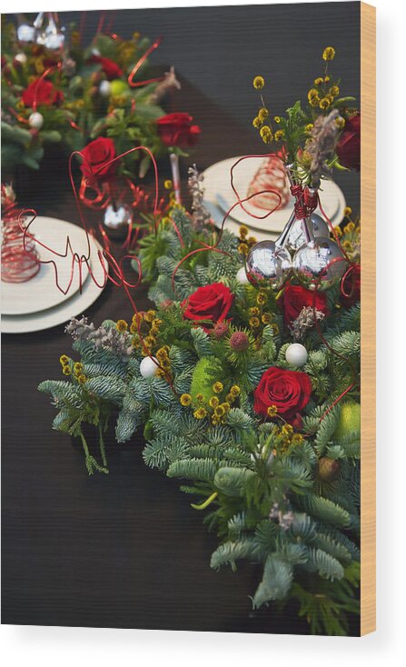 Christmas Wood Print featuring the photograph Christmas table #2 by Ariadna De Raadt