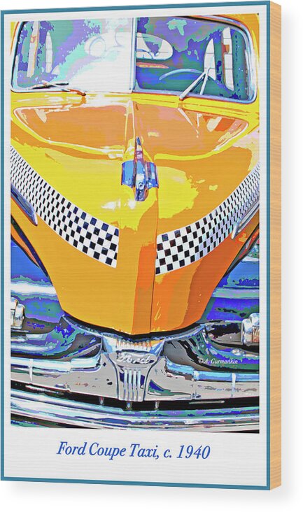 Automobile Wood Print featuring the photograph Ford Coupe Taxicab, c. 1940's, Digital Image #2 by A Macarthur Gurmankin