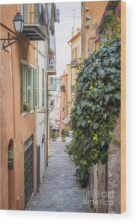 Villefranche-sur-mer Wood Print featuring the photograph Old street in Villefranche-sur-Mer 4 by Elena Elisseeva