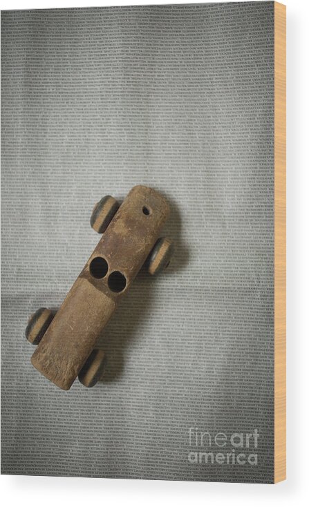 Still Life Wood Print featuring the photograph Old Wooden Toy Car #3 by Edward Fielding