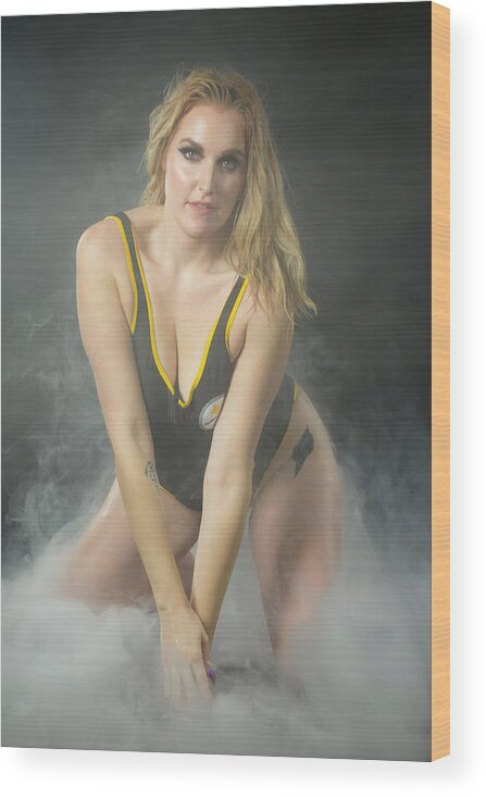 Implied Nude Wood Print featuring the photograph Rose--watershoot #2 by La Bella Vita Boudoir