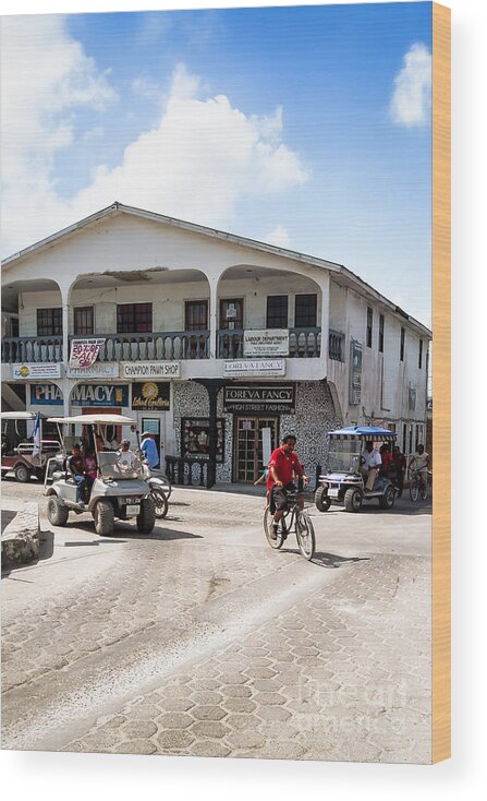 Ambergris Caye Wood Print featuring the photograph Street Scene of San Pedro #3 by Lawrence Burry