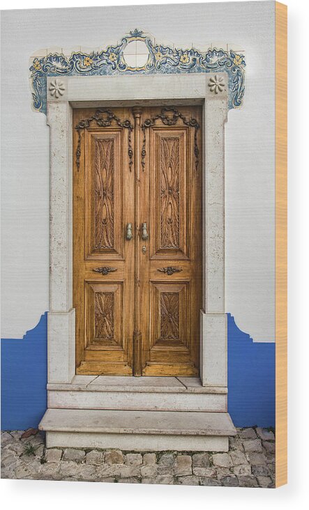 Ericeira Wood Print featuring the photograph Typical Ericeira Door #2 by Carlos Caetano