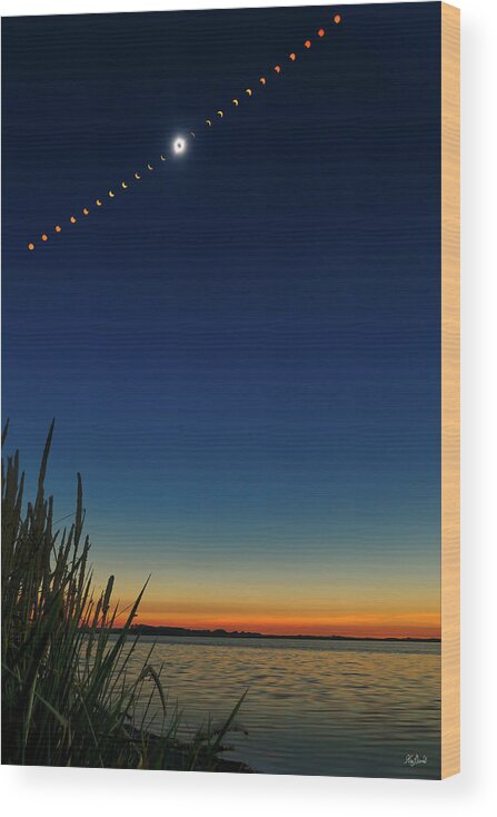 Total Eclipse Wood Print featuring the photograph 2017 Great American Eclipse by Greg Norrell