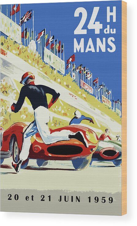 24 Hour Le Mans Wood Print featuring the photograph 24 Hour Le Mans 1959 by Mark Rogan