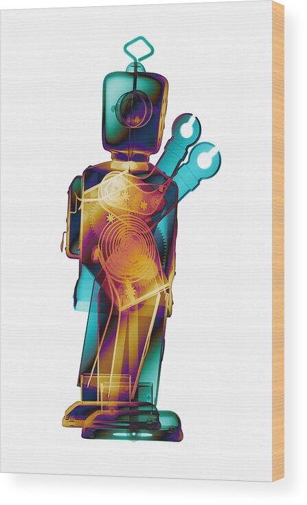 X-ray Art Wood Print featuring the photograph D4X X-ray Robot Art Photograph #3 by Roy Livingston