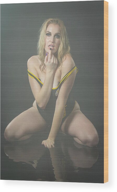 Implied Nude Wood Print featuring the photograph Rose--watershoot #1 by La Bella Vita Boudoir