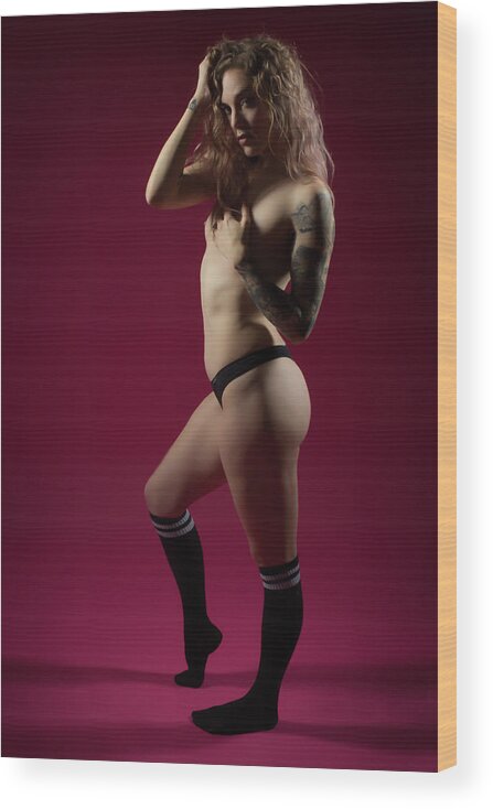 Implied Nude Wood Print featuring the photograph Danni #4 by La Bella Vita Boudoir