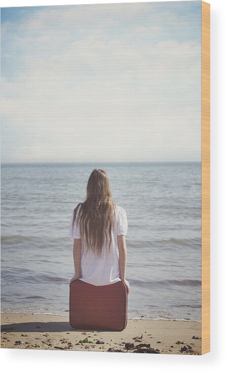 Girl Wood Print featuring the photograph Red Suitcase #4 by Joana Kruse