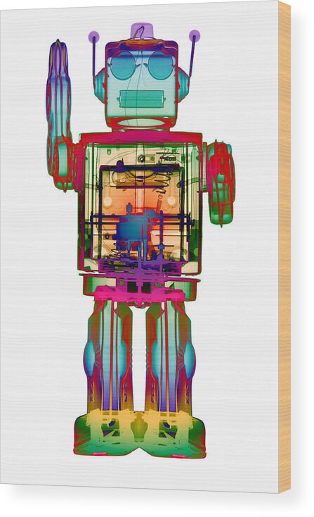 X-ray Art Wood Print featuring the photograph 4N0D3 X-ray Robot Art by Roy Livingston