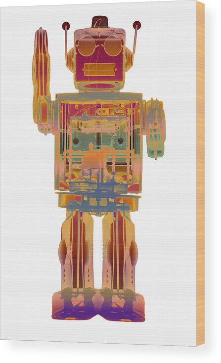 X-ray Art Wood Print featuring the photograph 4N0D3 X-ray Robot by Roy Livingston