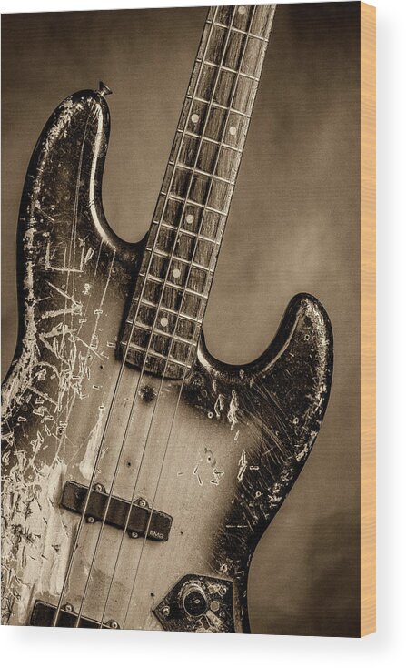 Fender Jazz Bass Wood Print featuring the photograph 63.1834 011.1834c Jazz Bass 1969 Old 69 #631834 by M K Miller